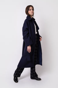 Manteau élégant femme Manteau bleu femme laine et cachemire