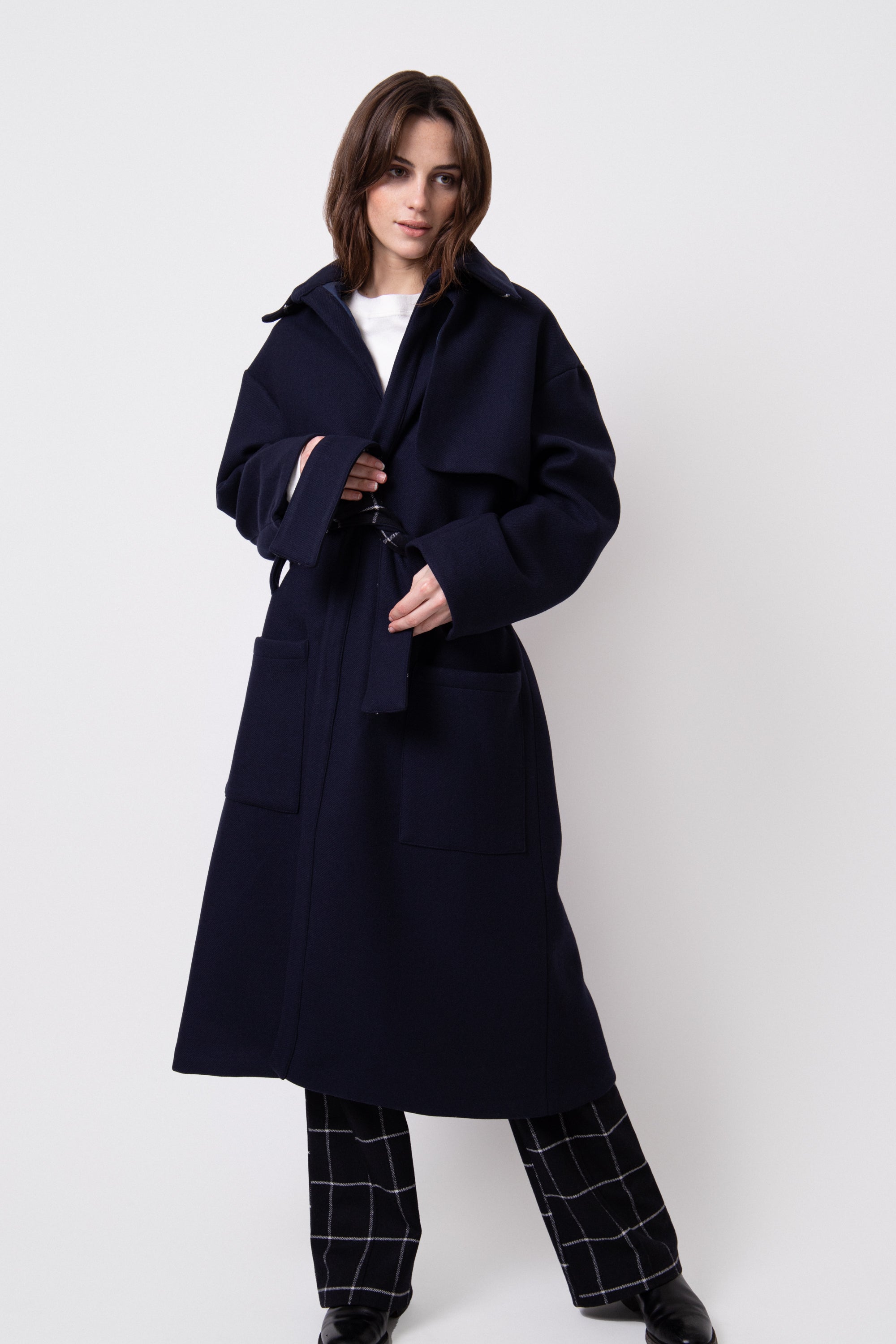 Manteau bleu femme Manteau bleu femme laine et cachemire