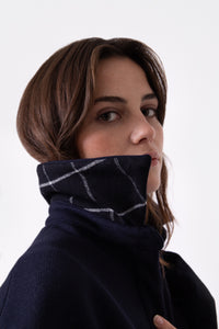 Vêtement d’hiver chic femme Manteau bleu femme laine et cachemire